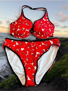 Victorias Secret Red Bikini Size Large Vintage 90s
